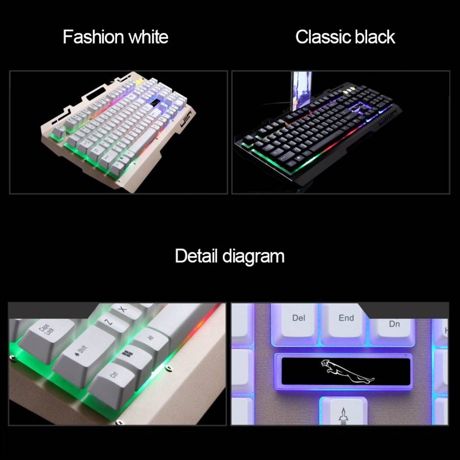 ZGB G700 104 Keys USB Wired Mechanical Feel Glowing Metal Panel Suspension Gaming Keyb ... (Black)