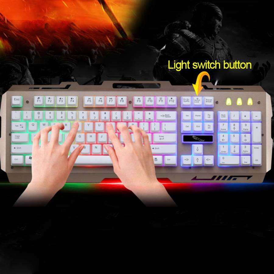 ZGB G700 104 Keys USB Wired Mechanical Feel Glowing Metal Panel Suspension Gaming Keyb ... (Black)