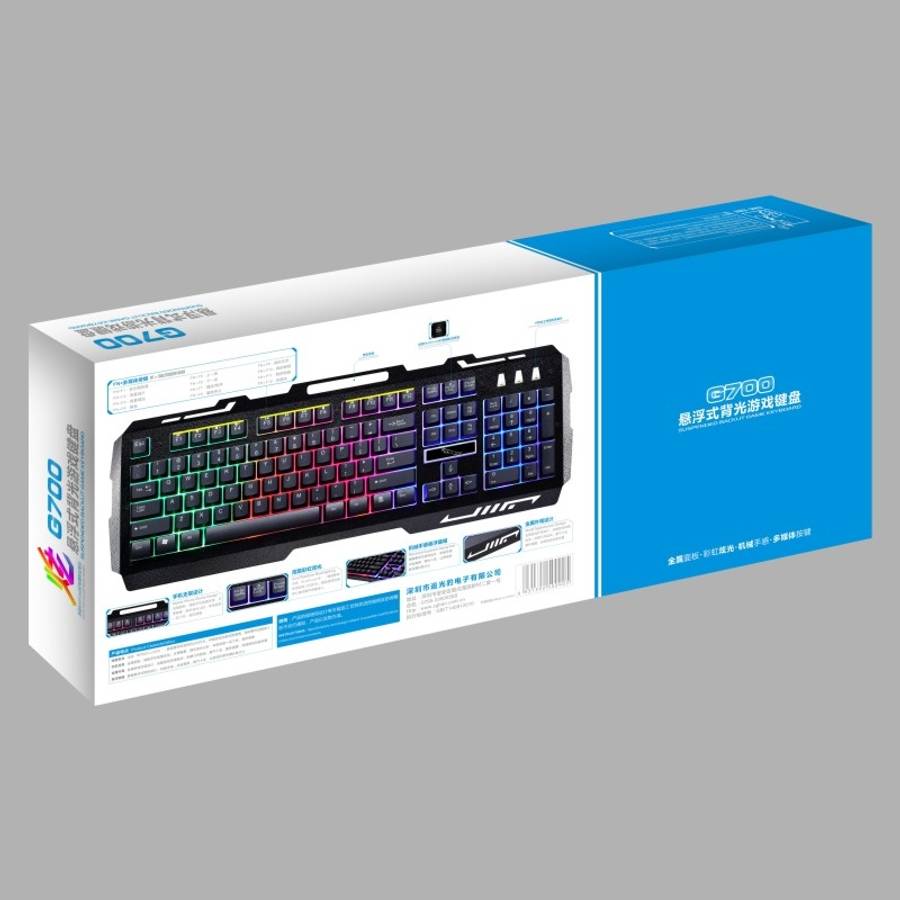 ZGB G700 104 Keys USB Wired Mechanical Feel Glowing Metal Panel Suspension Gaming Keyb ... (Black)