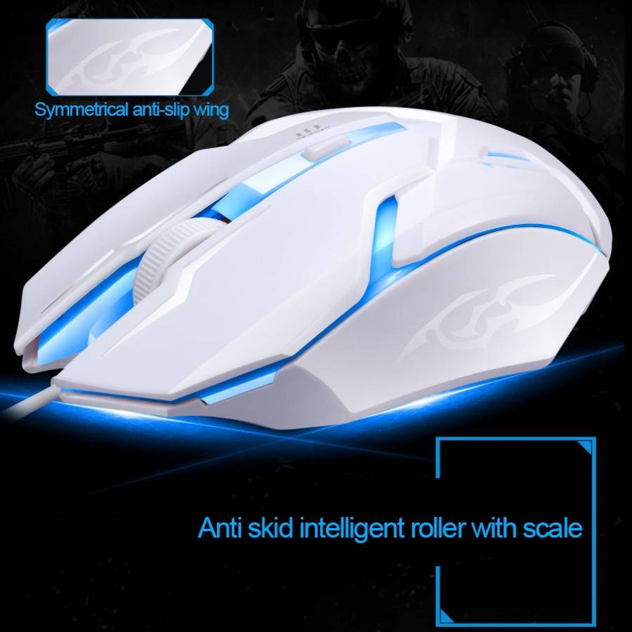 ZGB G20 1600 DPI Professional Wired Glowing Mechanical Feel Suspension Keyboard + Opti ... (White)