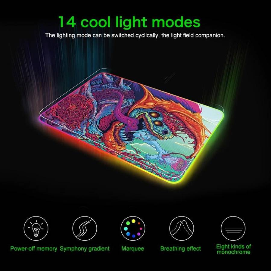 Computer Monster Pattern Illuminated Mouse Pad, Size: 90 x 30 x 0.4cm