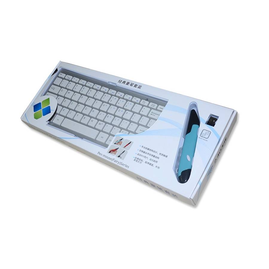 KM-808 2.4GHz Wireless Multimedia Keyboard + Wireless Optical Pen Mouse with USB Receiver Set for Co