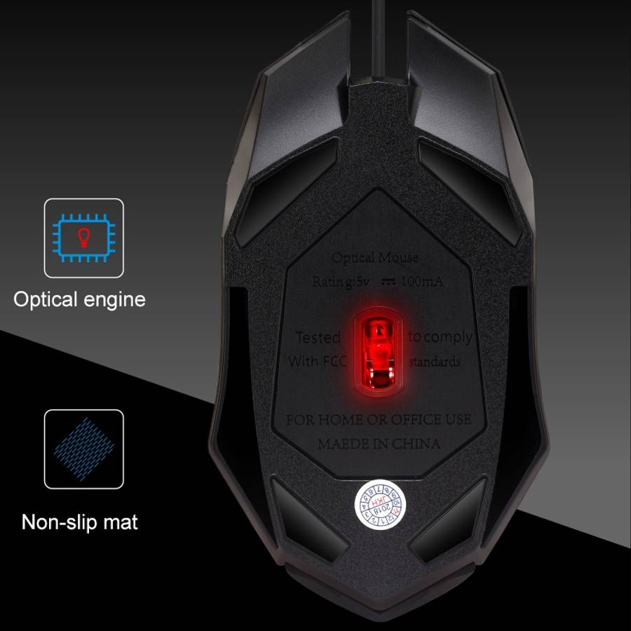 Chasing Leopard K2 USB LED Backlight 1600DPI Three-speed Adjustable Wired Optical Gaming Mouse, Le