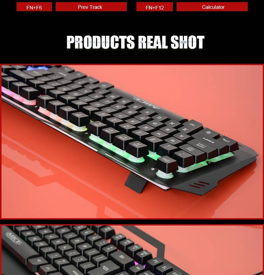 iMICE AK-400 USB Interface 104 Keys Wired Colorful Backlight Gaming Keyboard for Compu ... (Black)