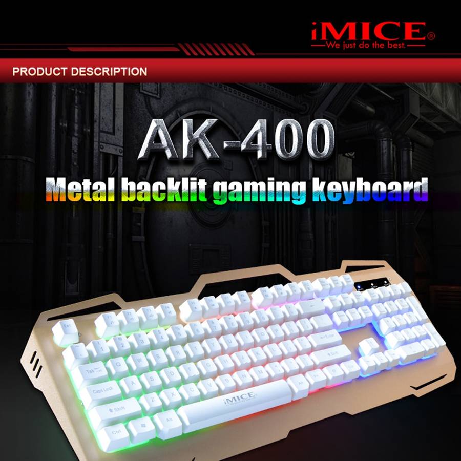 iMICE AK-400 USB Interface 104 Keys Wired Colorful Backlight Gaming Keyboard for Comput ... (Gold)