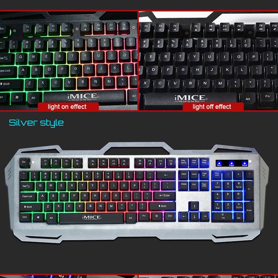 iMICE AK-400 USB Interface 104 Keys Wired Colorful Backlight Gaming Keyboard for Comput ... (Gold)