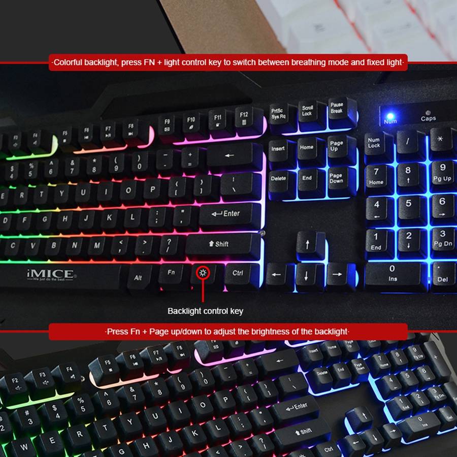 iMICE AK-400 USB Interface 104 Keys Wired Colorful Backlight Gaming Keyboard for Comput ... (Gold)