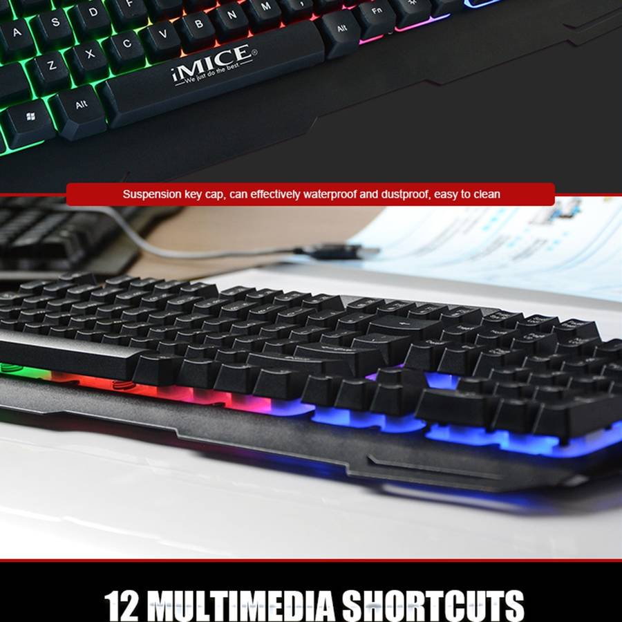 iMICE AK-400 USB Interface 104 Keys Wired Colorful Backlight Gaming Keyboard for Comput ... (Gold)