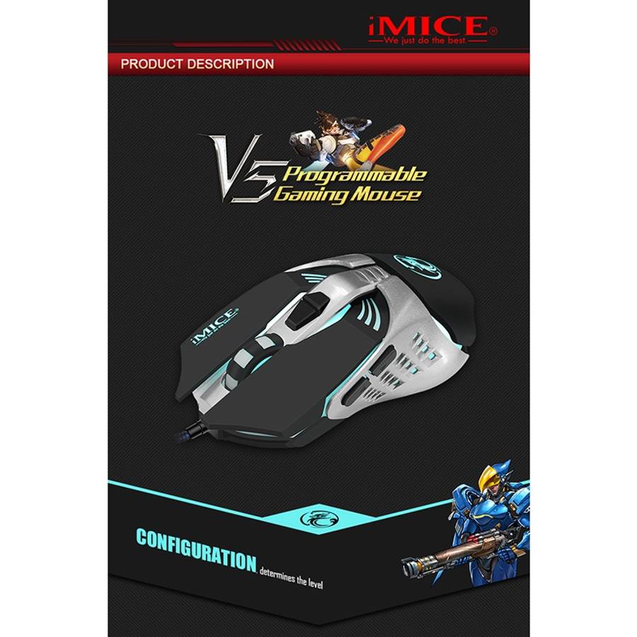 iMICE V5 USB 7 Buttons 4000 DPI Wired Optical Colorful Backlight Gaming Mouse for Comp ... (White)