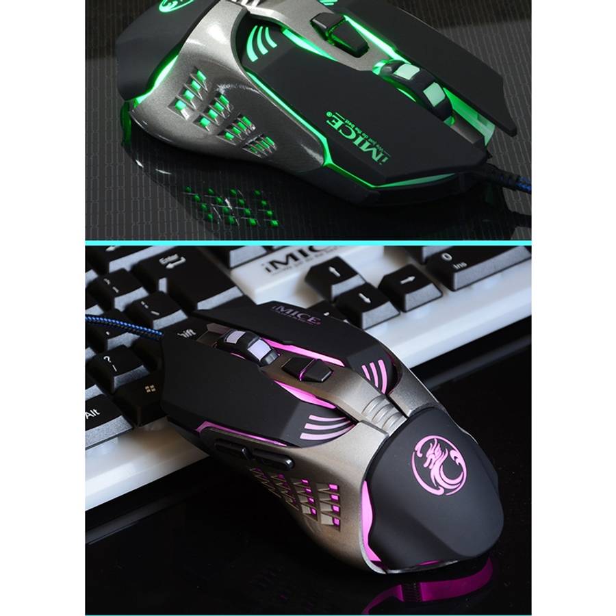 iMICE V5 USB 7 Buttons 4000 DPI Wired Optical Colorful Backlight Gaming Mouse for Comp ... (White)