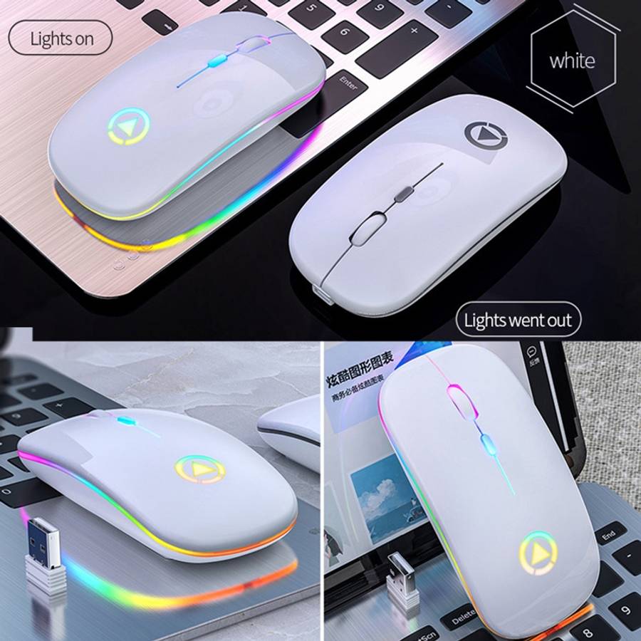 YINDIAO A2 2.4GHz 1600DPI 3-modes Adjustable RGB Light Rechargeable Wireless Silent Mouse (Black)