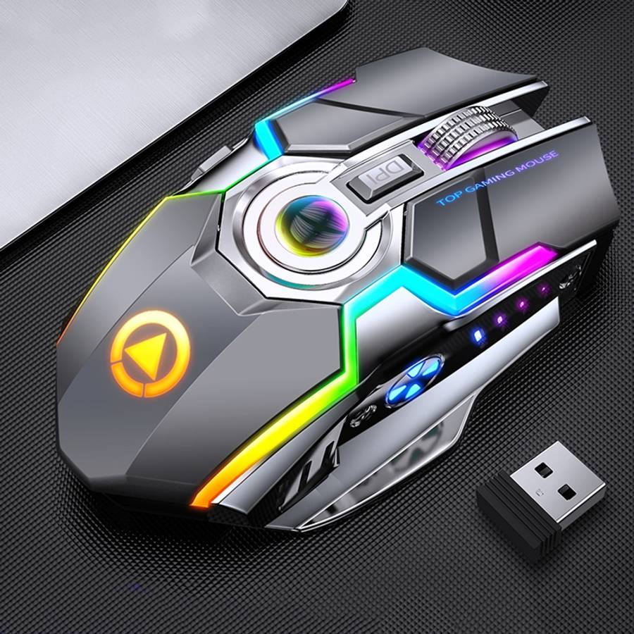 YINDIAO A5 2.4GHz 1600DPI 3-modes Adjustable Rechargeable RGB Light Wireless Silent Gaming Mouse (Bl