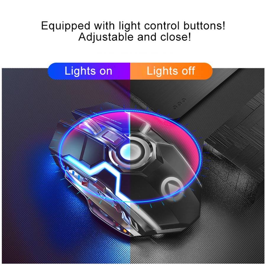 YINDIAO A5 2.4GHz 1600DPI 3-modes Adjustable Rechargeable RGB Light Wireless Silent Gaming Mouse (Bl