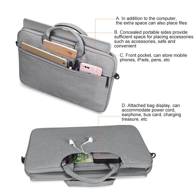 ST01S Waterproof Oxford Cloth Hidden Portable Strap One-shoulder Handbag for 14.1 inch Laptops(Ligh