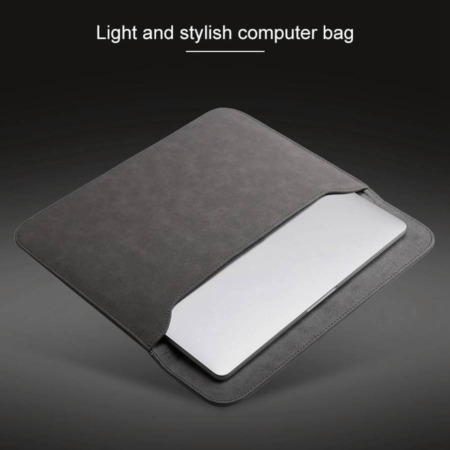 2 in 1 Horizontal Matte Leather Laptop Inner Bag + Power Bag for MacBook 12 inch ... (Light Grey)