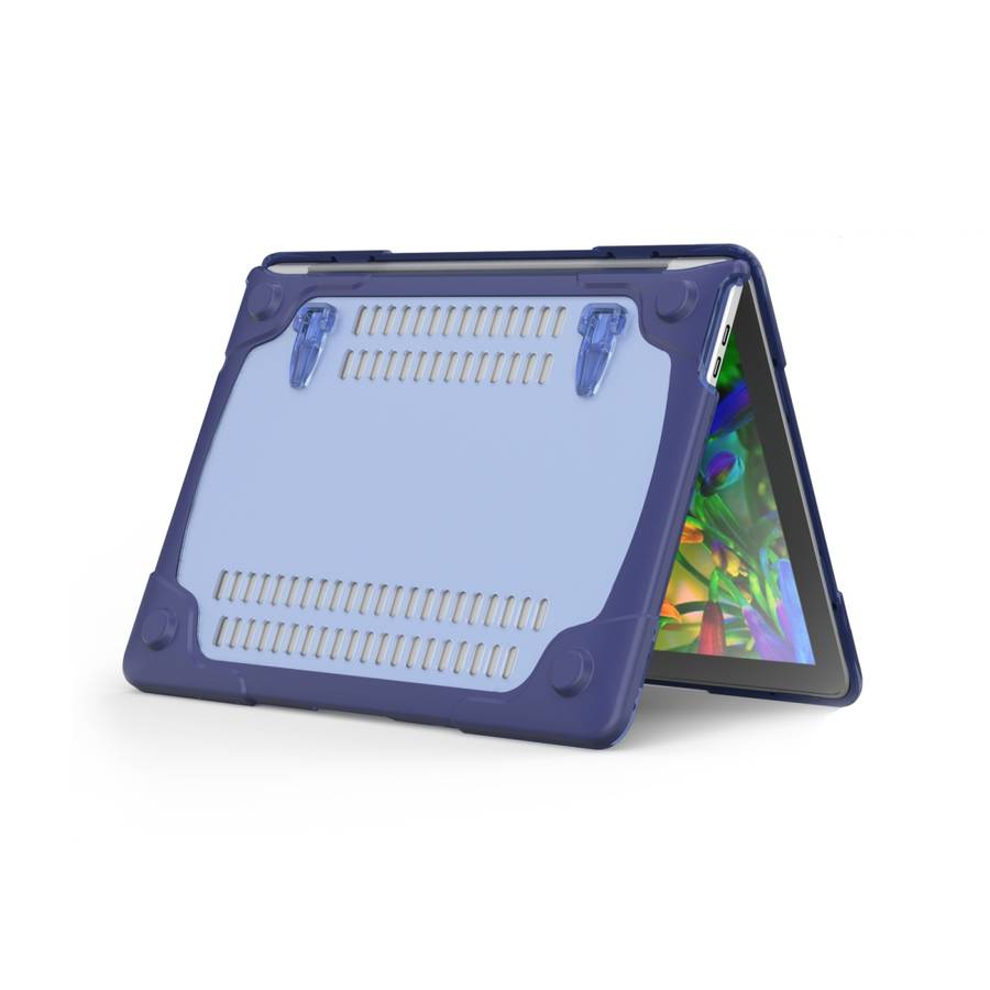 For Macbook Pro 13.3 inch (A1708) & with Touchbar (A1706) Laptop TPU + PC Folding ... (Dark Blue)