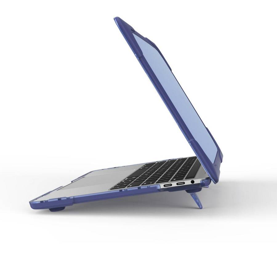 For Macbook Pro 13.3 inch (A1708) & with Touchbar (A1706) Laptop TPU + PC Folding ... (Dark Blue)