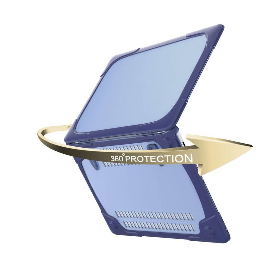 For Macbook Pro 13.3 inch (A1708) & with Touchbar (A1706) Laptop TPU + PC Folding ... (Dark Blue)