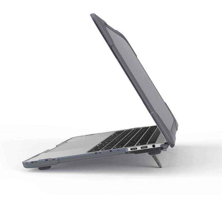For Macbook Pro 13.3 inch (A1708) & with Touchbar (A1706) Laptop TPU + PC Folding Shock ... (Grey)