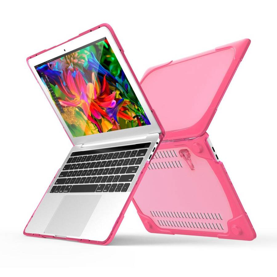 For Macbook Pro 13.3 inch (A1708) & with Touchbar (A1706) Laptop TPU + PC Folding Sh ... (Magenta)