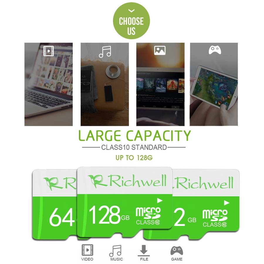 Richwell 64GB High Speed Class 10 Micro SD(TF) Memory Card