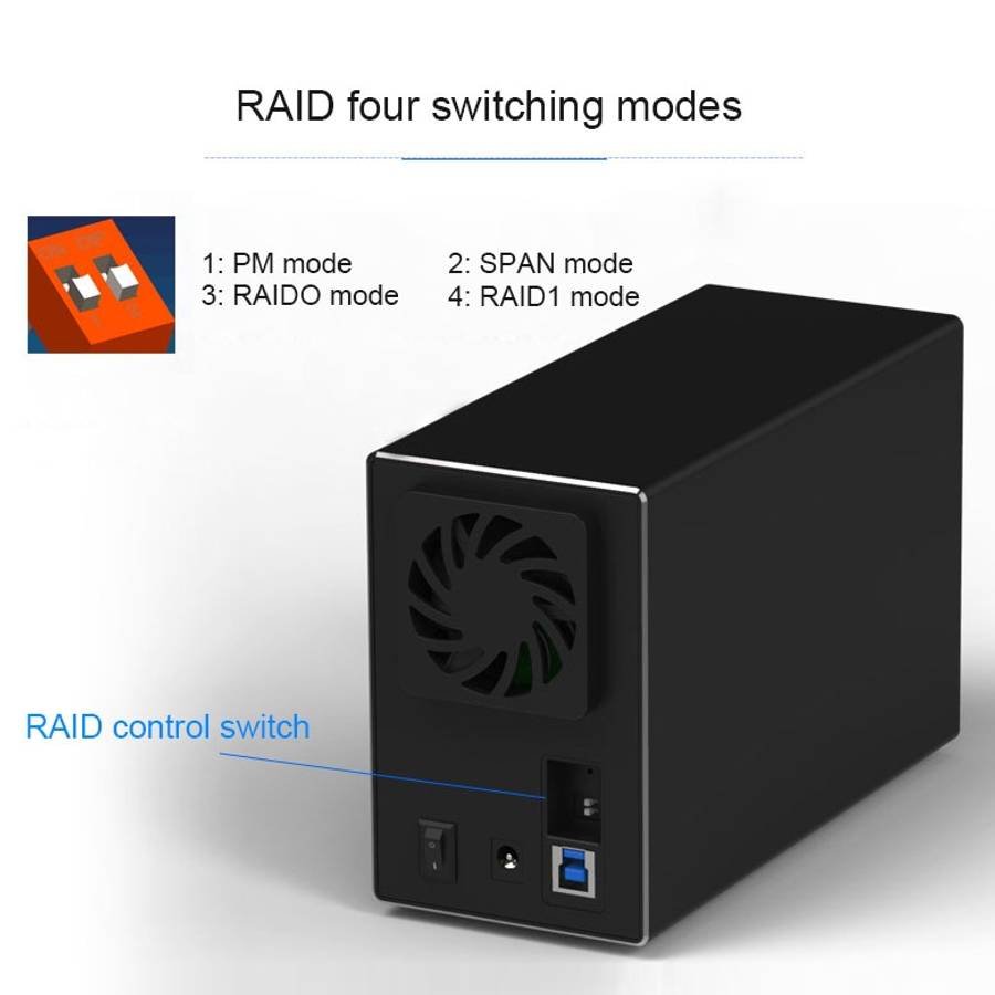 Blueendless Type-C / USB-C Interface 3.5 inch 2 Bay RAID Combination Array HDD External Enclosure (E
