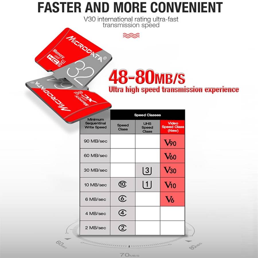 MICRODATA 256GB Class10 Red and Grey TF(Micro SD) Memory Card