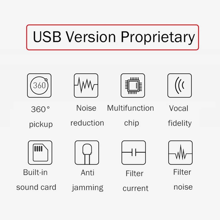 BK Desktop Gooseneck Adjustable USB Wired Audio Microphone, Built-in Sound Card