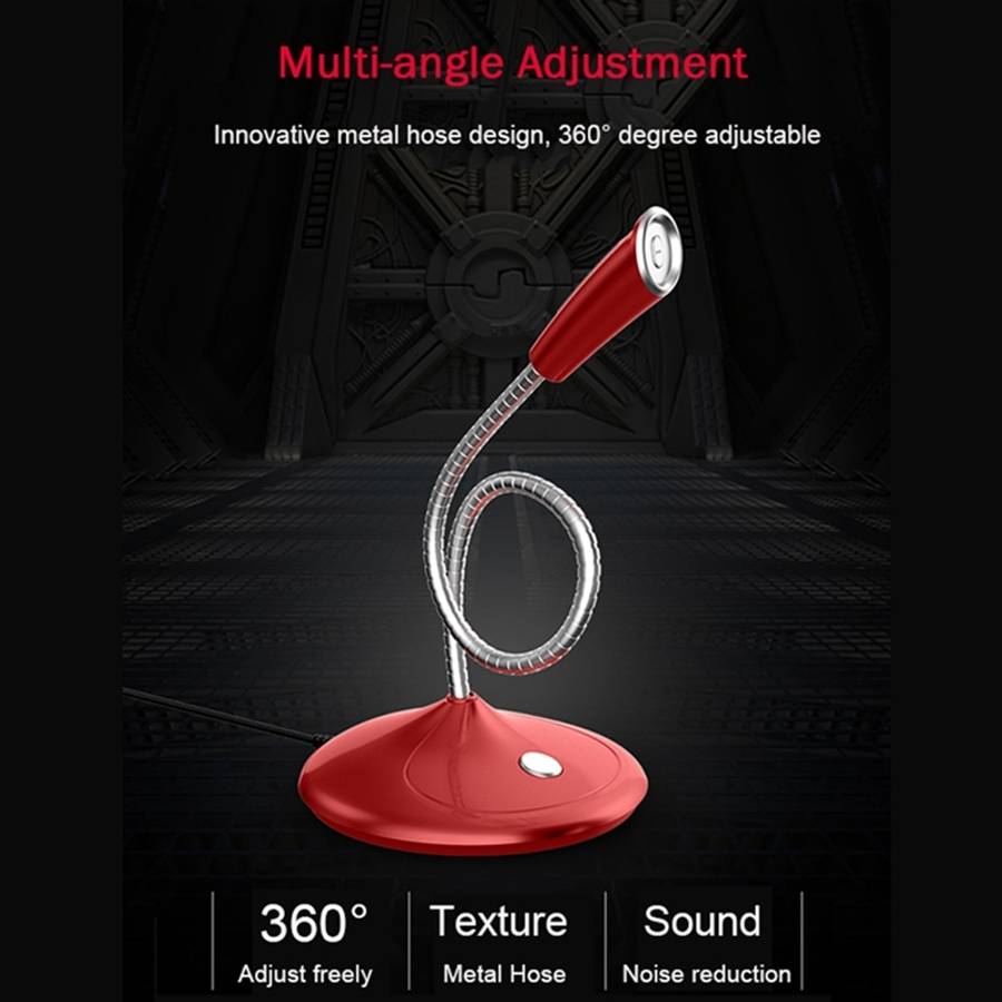 BK Desktop Gooseneck Adjustable USB Wired Audio Microphone, Built-in Sound Card