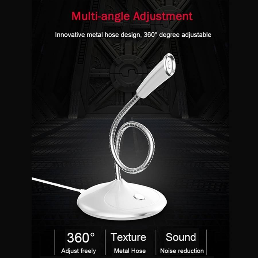 BK Desktop Gooseneck Adjustable USB Wired Audio Microphone, Built-in Sound Card