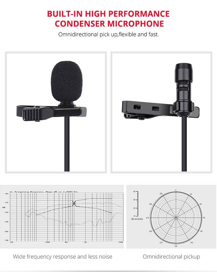 YELANGU YLG9926B MY2 Mini Lavalier Microphone for Mobile Phones / Tablets / Digital Ca ... (Black)