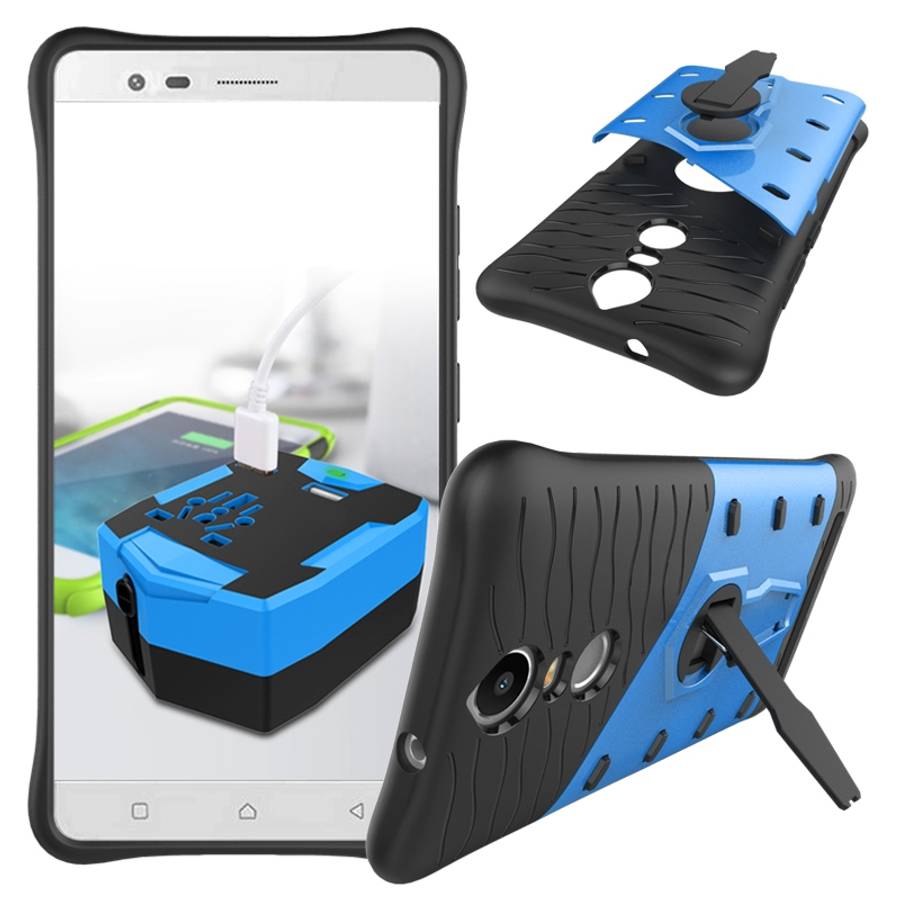 For Lenovo K5 Note Shock-Resistant 360 Degree Spin Tough Armor TPU+PC Combination Case ... (Blue)