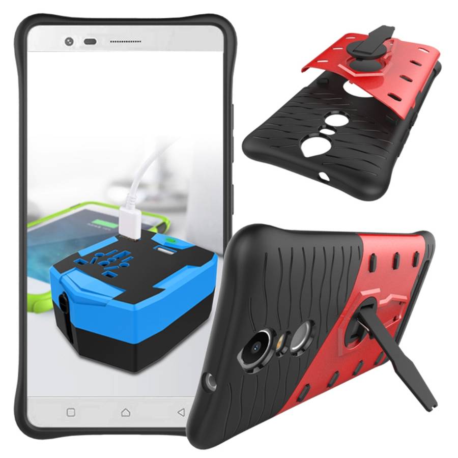 For Lenovo K5 Note Shock-Resistant 360 Degree Spin Tough Armor TPU+PC Combination Case w ... (Red)