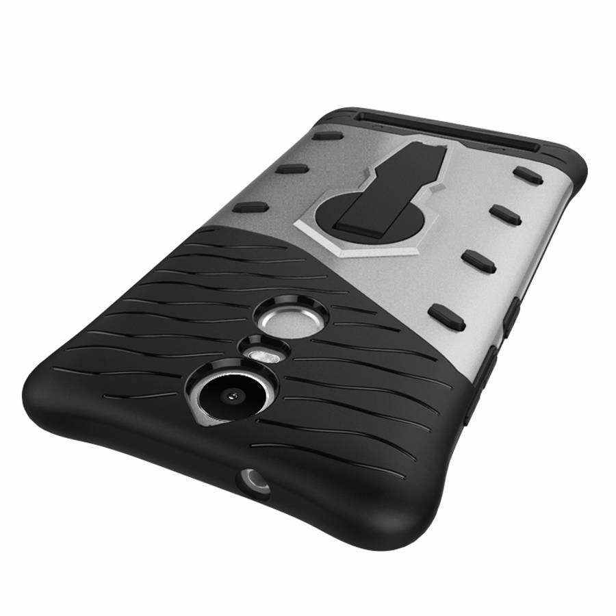For Lenovo K5 Note Shock-Resistant 360 Degree Spin Tough Armor TPU+PC Combination Cas ... (Silver)