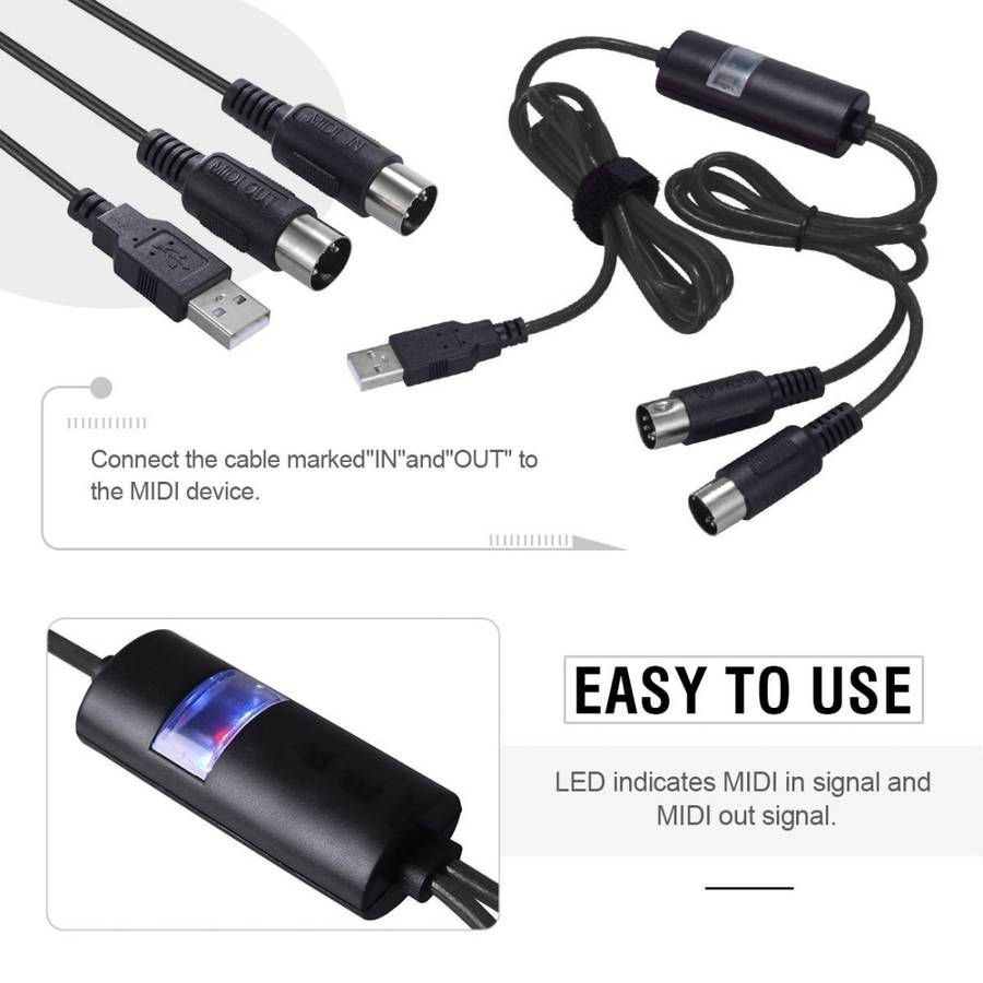 WERSI UM-18 USB MIDI Cable MidiPort Midi Cable Electric Piano Electronic Drum Music Edit ... (Red)
