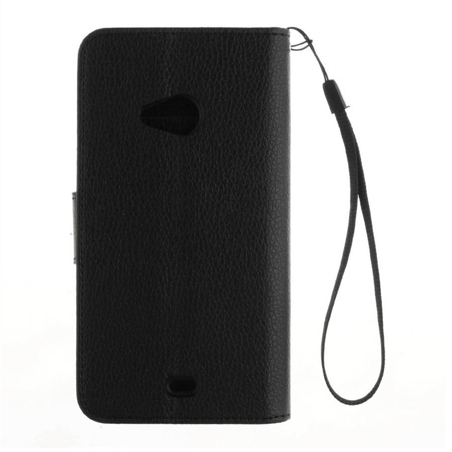 For Microsoft Lumia 535 Litchi Texture Horizontal Flip Leather Case with Holder & Card ... (Black)