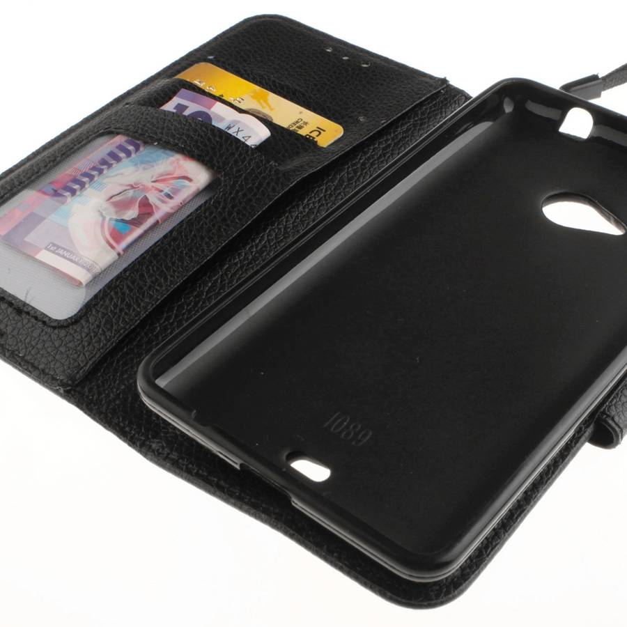 For Microsoft Lumia 535 Litchi Texture Horizontal Flip Leather Case with Holder & Card ... (Black)