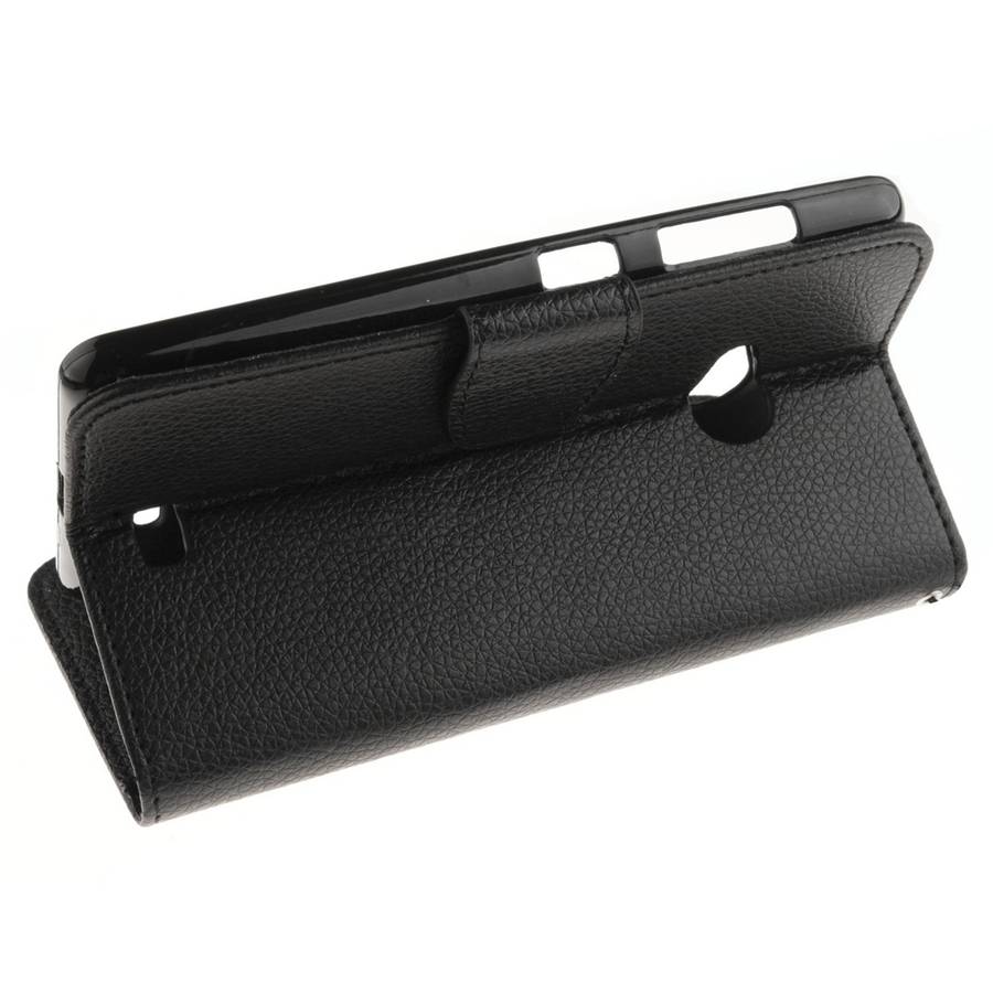For Microsoft Lumia 535 Litchi Texture Horizontal Flip Leather Case with Holder & Card ... (Black)