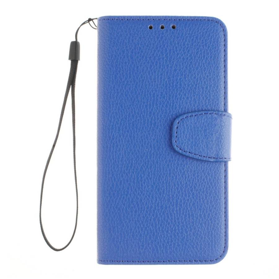 For Microsoft Lumia 535 Litchi Texture Horizontal Flip Leather Case with Holder & Card ... (Blue)