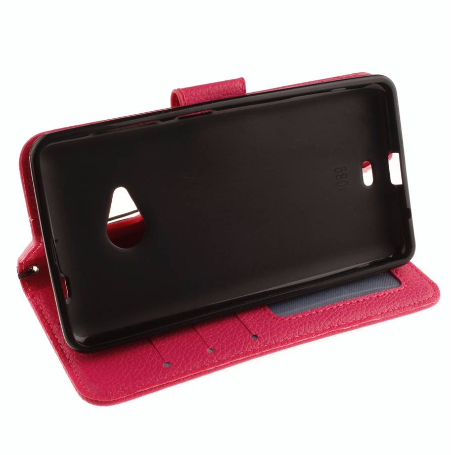 For Microsoft Lumia 535 Litchi Texture Horizontal Flip Leather Case with Holder & Ca ... (Magenta)