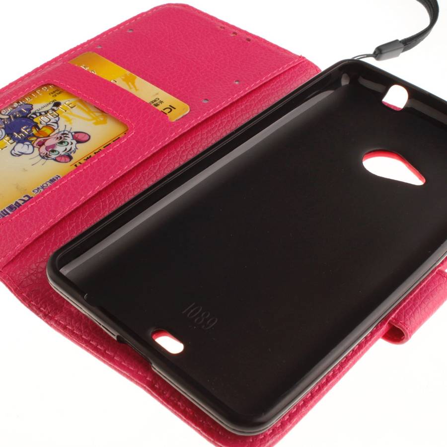 For Microsoft Lumia 535 Litchi Texture Horizontal Flip Leather Case with Holder & Ca ... (Magenta)