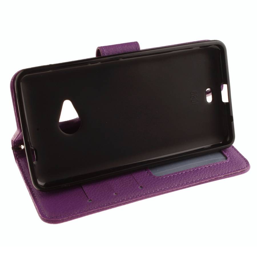 For Microsoft Lumia 535 Litchi Texture Horizontal Flip Leather Case with Holder & Car ... (Purple)