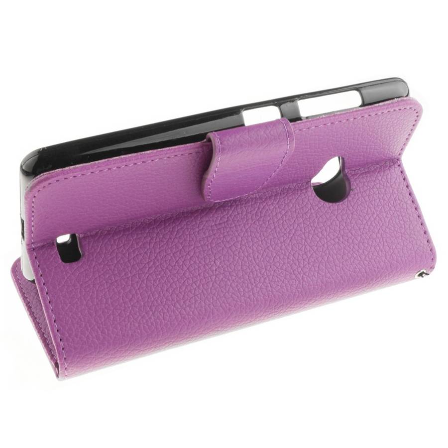 For Microsoft Lumia 535 Litchi Texture Horizontal Flip Leather Case with Holder & Car ... (Purple)