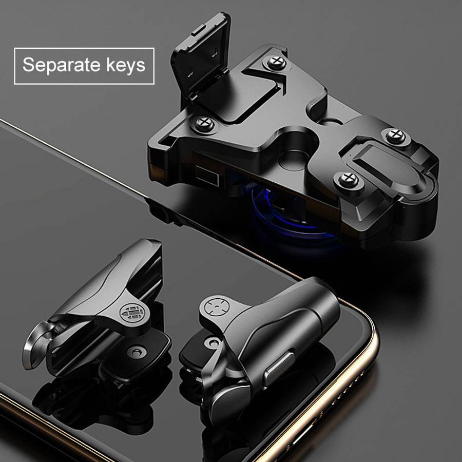 Non-slip Alloy Separable Button Mobile Phone Game Shooting Gamepad, Support Burst Mode ... (Black)