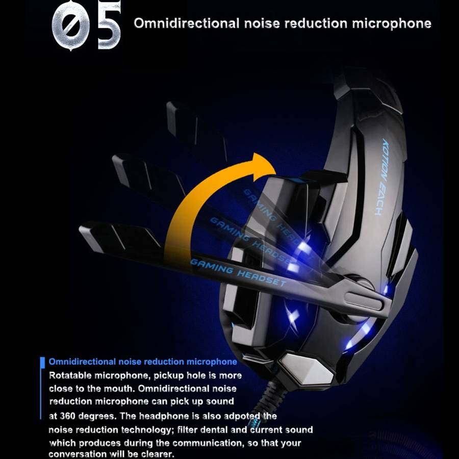 KOTION EACH G9000 3.5mm Game Gaming Headphone Headset Earphone Headband with Micro ... (Black Red)