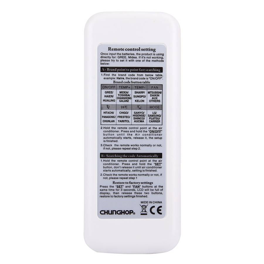 CHUNGHOP K-630E Universal LCD Air-Conditioner Remote Controller