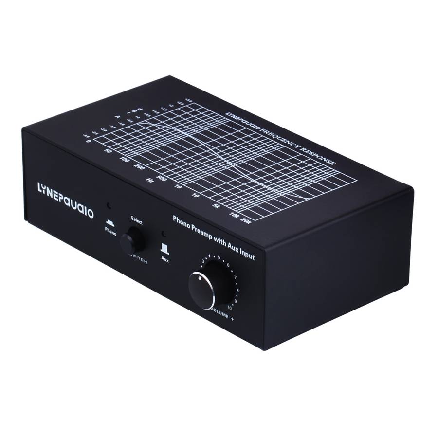 B855 LINEPAUDIO Phone Prephonograph Signal Amplifier with Auxiliary Input and Volume C ... (Black)