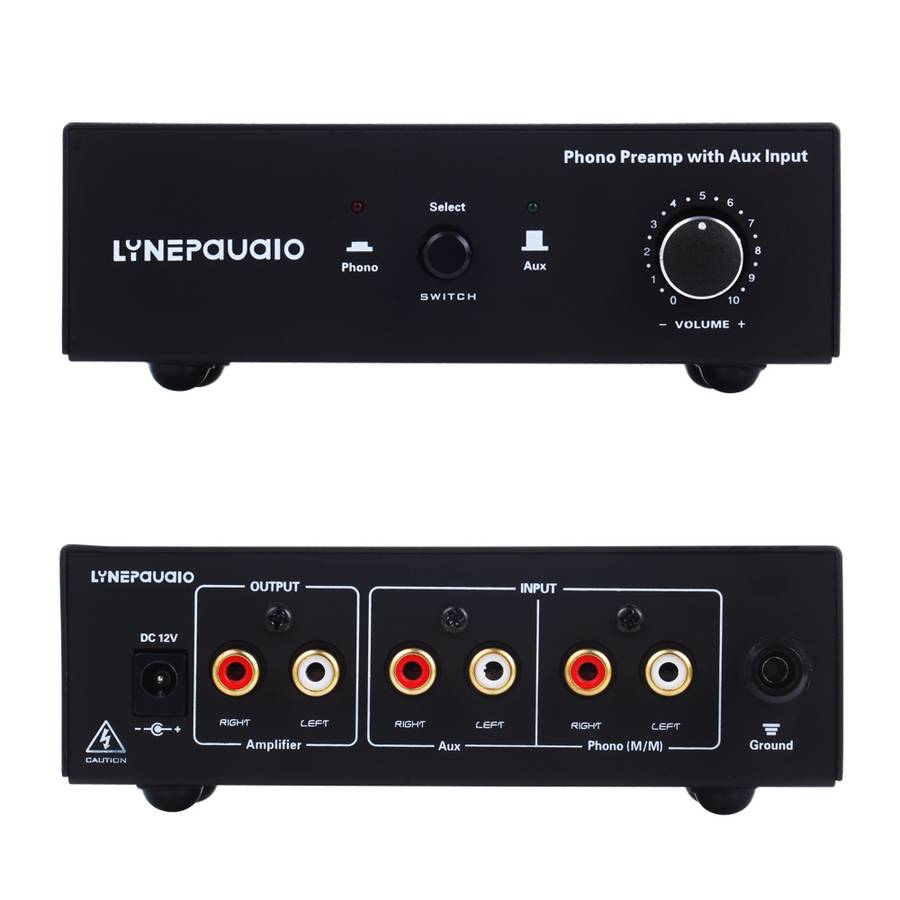 B855 LINEPAUDIO Phone Prephonograph Signal Amplifier with Auxiliary Input and Volume C ... (Black)