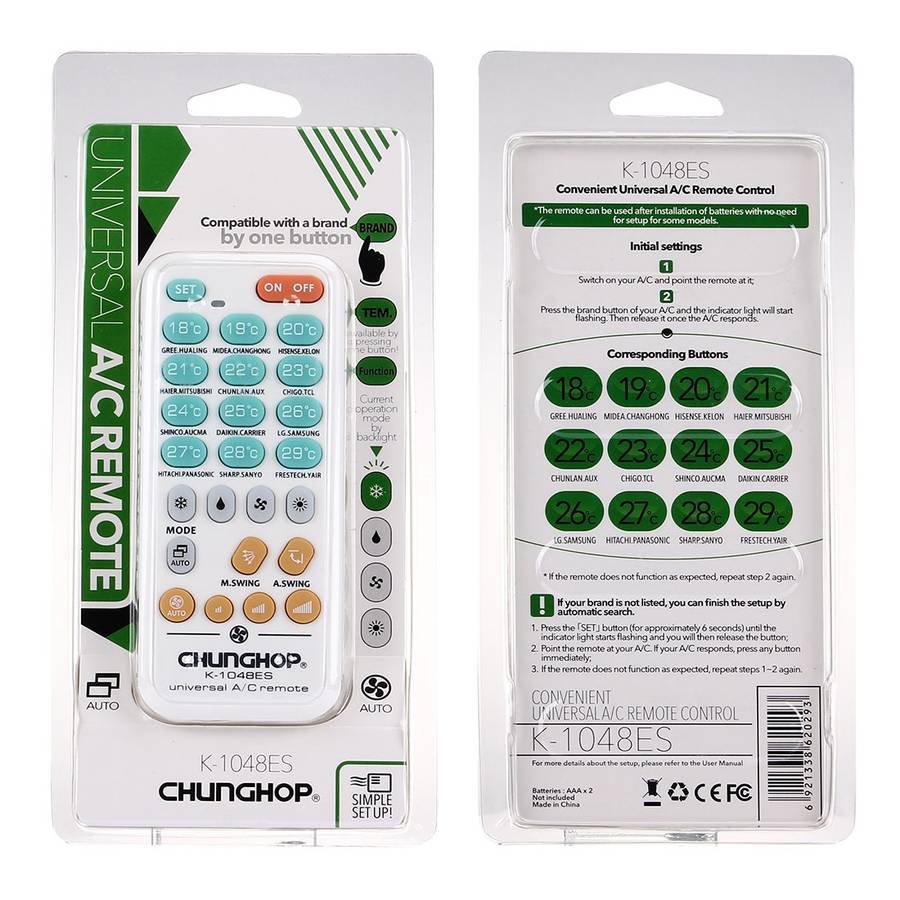 CHUNGHOP K-1048ES Universal Air-Conditioner Remote Controller