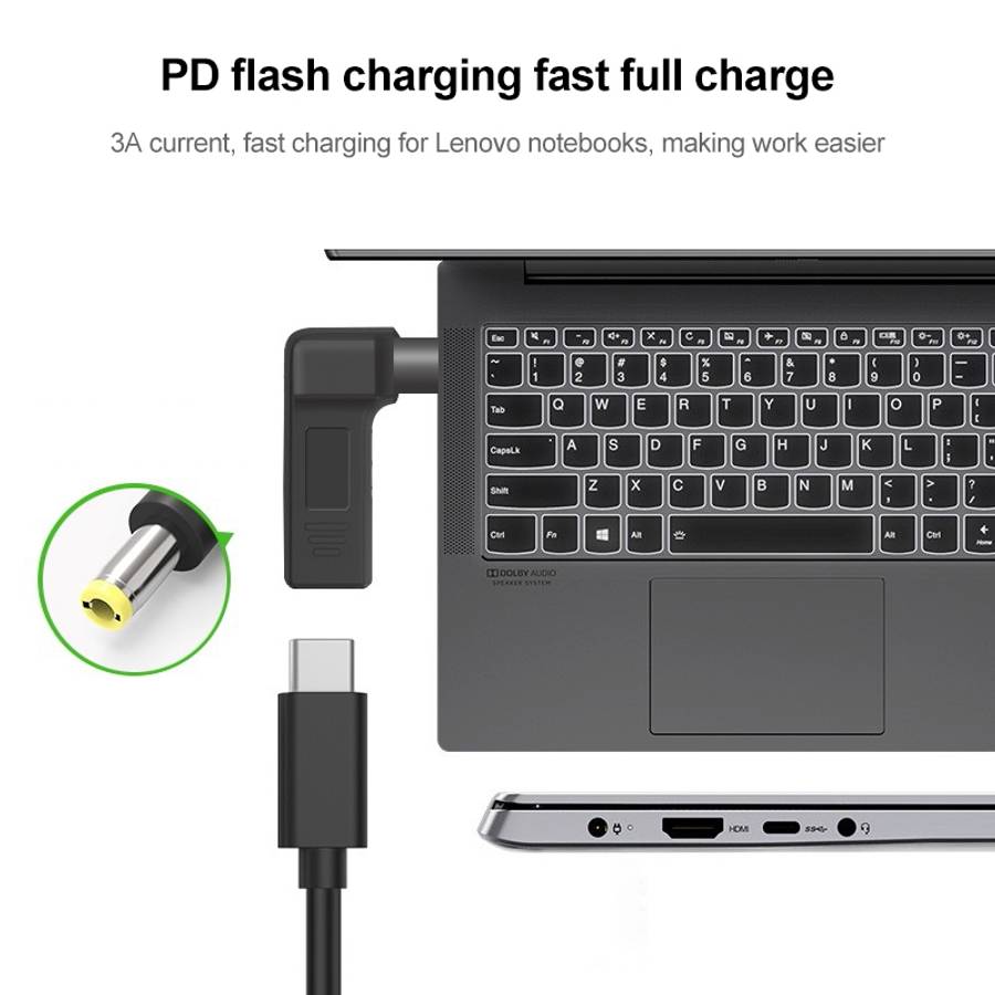 USB-C / Type-C Female to 5.5 x 2.5mm Male Plug Elbow Adapter Connector